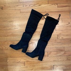 Knee high black booties